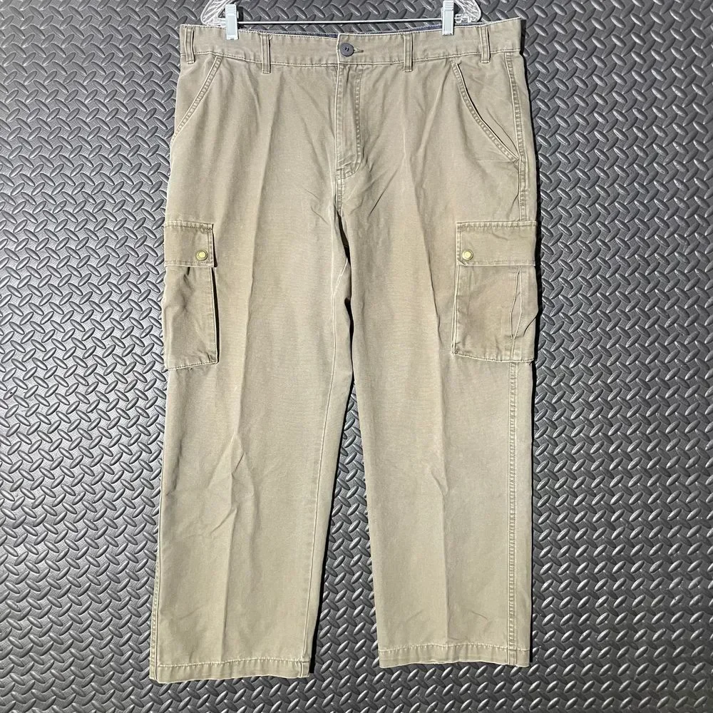 Vintage St Johns' Bay Khaki Cargo Pants Button Pocket‎ Casual Wear Men's 40x30